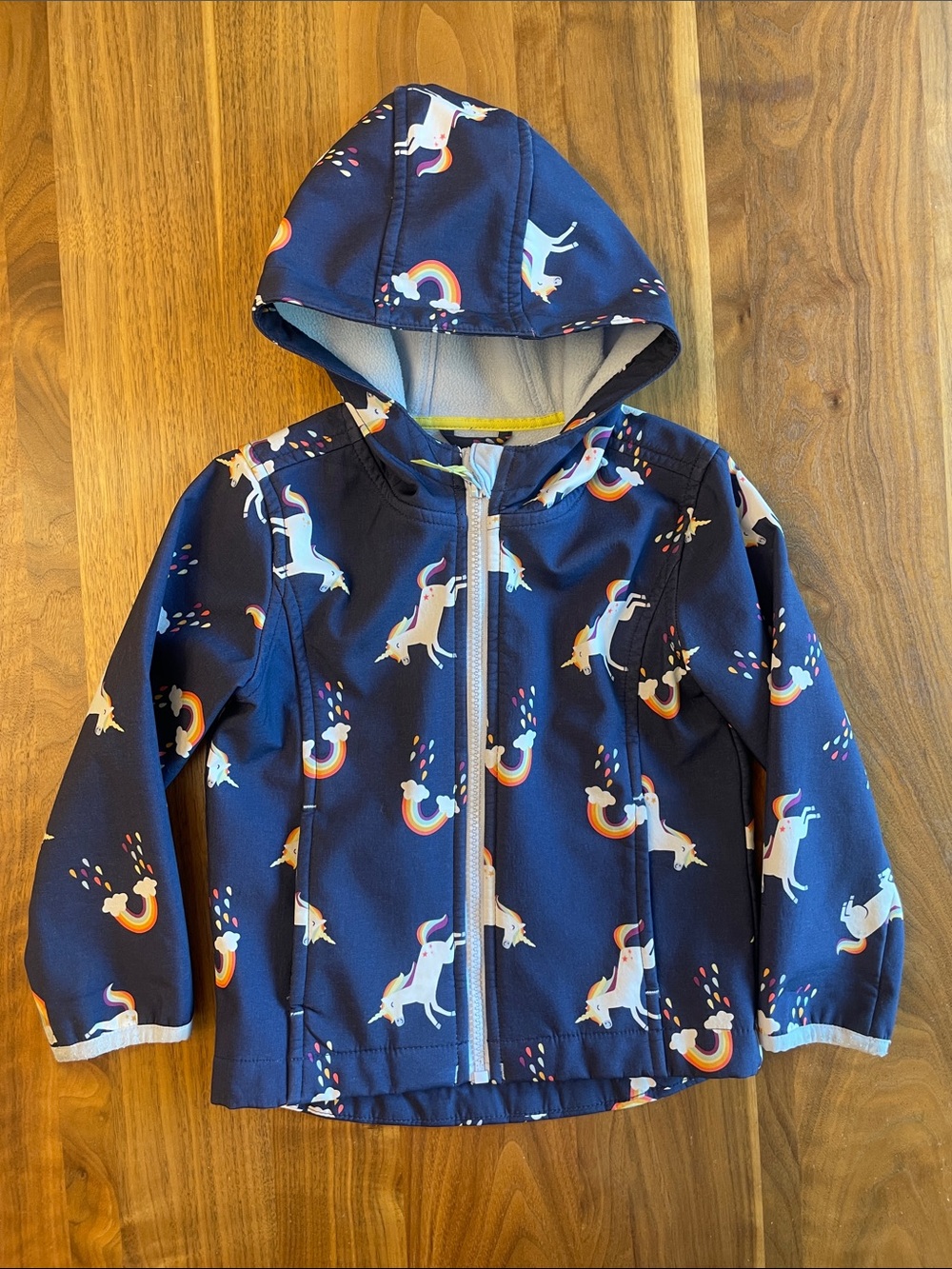 Kids Navy Unicorn Hooded Rain Jacket